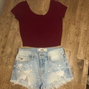 Maroon textured crop top by Garage